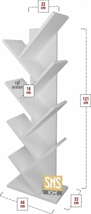 SNS Home - 13-06 - Houten Boekenplank - Decoratieve Boekenplank - Plank Organizer - Boekenplank - 121 cm - Wit - Afbeelding 4