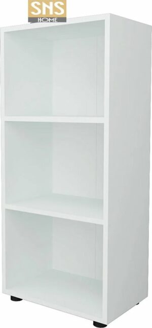 SNS Home, Prismakast met 3 Planken, Boekenkast met 3 Planken, Kantoorkast, De Map, Multifunctionele Kast, Keukenkast, Wit, 108,3 x 49 x 32 cm - Afbeelding 5