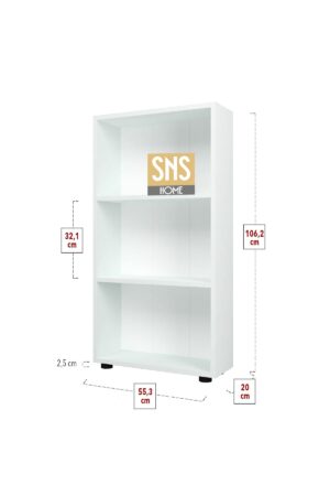 SNS Home - Boekenkast/ Rek - Wit - 56 cm Breed - Decoratieve Boekenplank met 3 Planken - Moderne Boekenkast - Afbeelding 21