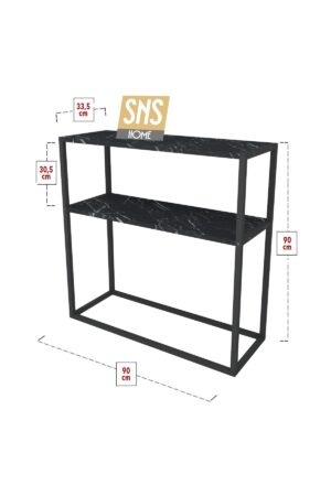SNS Home - Metaal Leg Dressoir - Decoratieve Plank Dressoir - Console Metaal - Dressoir - Marmer en Zwart - 2 Vakken - Industrieel - 90x90x33,5 cm - Afbeelding 19