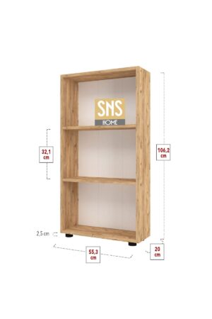 SNS Home - Boekenkast/ Rek - Pijnboom - 56 cm Breed - Decoratieve Boekenplank met 3 Planken - Moderne Boekenkast - Afbeelding 19