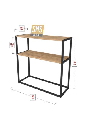 SNS Home - Metaal Leg Dressoir - Decoratieve Plank Dresuar - Console Metaal - Dressoir - Pijnboom - 2 Vakken - Industrieel - 90x90x33,5 cm - Afbeelding 20