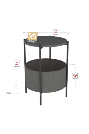 SNS Home - Salontafel - Salontafel met Grote Tas - Krantenhouder - Boekenplank - Bloempot - Bijzettafel met Opbergruimte - Antraciet - Rond - 60x43x43 - Afbeelding 18