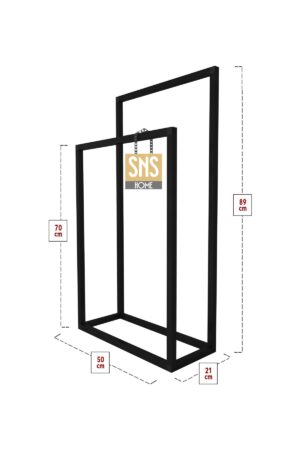 SNS Home - Metalen Handdoekhouder - Handdoekrek - Badkamer Organizer - Decoratieve Handdoekhouder - 21x50x89 cm - Zwart - Afbeelding 22