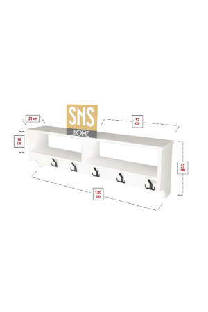 SNS Home - Kapstok 5x2 Haken Wandkapstok - Industrieel Hout - Wall Mounted - Kapstok - Wandkapstok Hout Metaal - 120x37x22 Kapstok - MDF Wit - Afbeelding 27