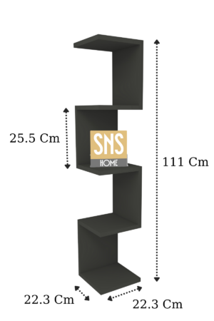 SNS Home - Wandrek - ZigZag - Design Boekenkast - Hoekkast Zigzag Boekenkast - Hoek Boekenkast - Wandplank - Decoratieve Plank - 5 Planken - 5 Secties - Antraciet - Afbeelding 25