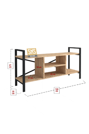 SNS Home - Tv Meubel Met Plank - Tv Meubel - Televisie Meubel - Tv Meubel Hout - Tv Kasten - Grenen - 120x61x35 cm - Afbeelding 21