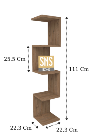 SNS Home - Wandrek - ZigZag - Design Boekenkast - Hoekkast Zigzag Boekenkast - Hoek Boekenkast - Wandplank - Decoratieve Plank - 5 Planken - 5 Secties - Pijnboom - Afbeelding 22