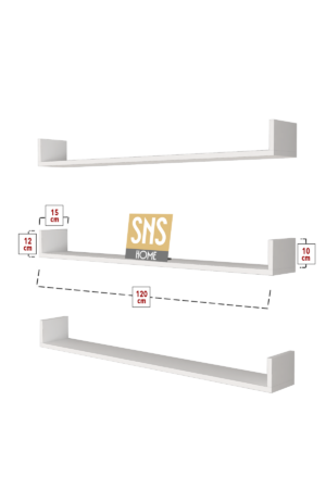 SNS Home, 16-01, Fotolijst en Boekenplank, Wandplankenset Bestaande Uit 3 Zwevende Planken, Tv-Plank, Vliegende Plank, Boekenplank, 120 x 15 x 12 cm, Moderne Plank Voor Objecten, 3 Stuks, Wit - Afbeelding 21