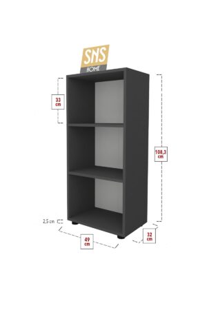 SNS Home, Prismakast met 3 Planken, Boekenkast met 3 Planken, Kantoorkast, De Map, Multifunctionele Kast, Keukenkast, Antraciet, 108,3 x 49 x 32 cm - Afbeelding 19