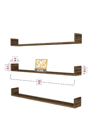 SNS Home, Fotolijst en Boekenplank, Wandplankenset Bestaande Uit 3 Zwevende Planken, Tv-Plank, Vliegende Plank, Boekenplank, 120 x 15 x 12 cm, Moderne Plank Voor Objecten, 3 Stuks, Lidia - Afbeelding 24