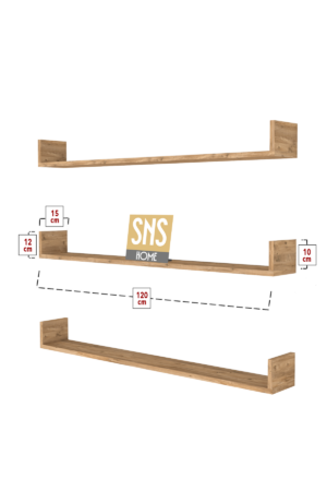 SNS Home, 16-01, Fotolijst en Boekenplank, Wandplankenset Bestaande Uit 3 Zwevende Planken, Tv-Plank, Vliegende Plank, Boekenplank, 120 x 15 x 12 cm, Moderne Plank Voor Objecten, 3 Stuks, Pijnboom - Afbeelding 22