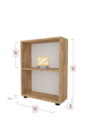 SNS Home - 13-05 - Decoratieve Boekenkast - Boekenkast met 2 Planken - Moderne Spaanplaat Boekenkast - Houten Boekenkast - Pijnboom - Afbeelding 25