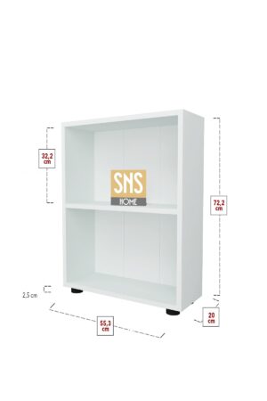 SNS Home - 13-05 - Decoratieve Boekenkast - Boekenkast met 2 Planken - Moderne Spaanplaat Boekenkast - Houten Boekenkast - Wit - Afbeelding 25