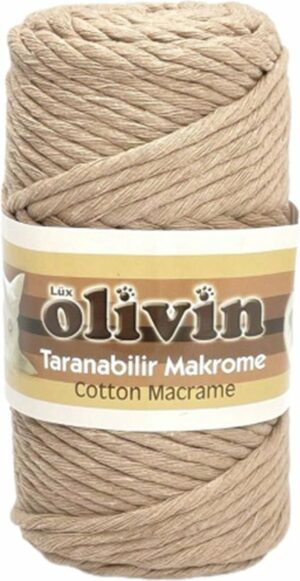 Lux Olivin Macrame Touw - Wandkleden Touw - Gordijnen Touw - Tassen Touw - Moederdag Cadeau - 5 mm - 100% Katoen - Beige - Afbeelding 3