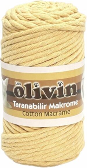 Lux Olivin Macrame Touw - Wandkleden Touw - Gordijnen Touw - Tassen Touw - Moederdag Cadeau - 5 mm - 100% Katoen - Geel - Afbeelding 3