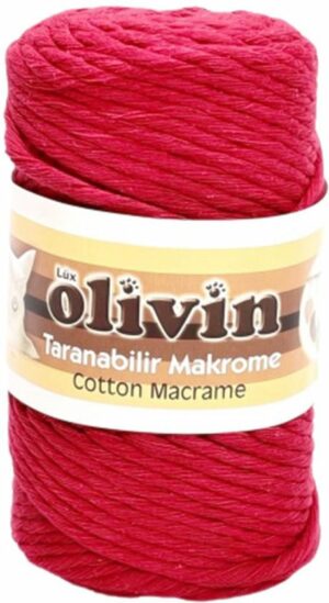 Lux Olivin Macrame Touw - Wandkleden Touw - Gordijnen Touw - Tassen Touw - Moederdag Cadeau - 5 mm - 100% Katoen - Rood - Afbeelding 3