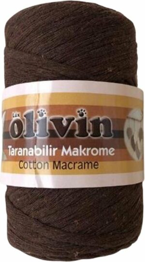 Lux Olivin Macrame Touw - Wandkleden Touw - Gordijnen Touw - Tassen Touw - Moederdag Cadeau - 5 mm - 100% Katoen - Donker Bruin - Afbeelding 4