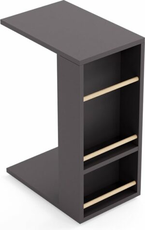 CT3-G - Bijzettafel op Wielen - Plank Salontafel - Opgerolde Handdoek Bevestigbaar - Bankstandaard - C-tafel - Nesttafel - Middentafel met Plank - Antraciet - 29 x 44 x 65 cm - Afbeelding 3