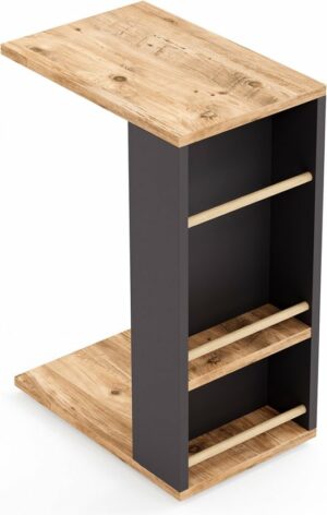CT3-AG - Bijzettafel op Wielen - Plank Salontafel - Opgerolde Handdoek Bevestigbaar - Bankstandaard - C-tafel - Nesttafel - Middentafel met Plank - 29 x 44 x 65 cm - Afbeelding 3