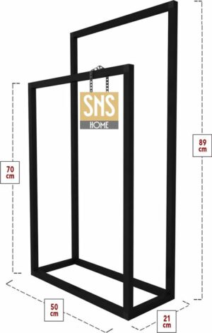 SNS Home - Metalen Handdoekhouder - Handdoekrek - Badkamer Organizer - Decoratieve Handdoekhouder - 21x50x89 cm - Zwart - Afbeelding 4