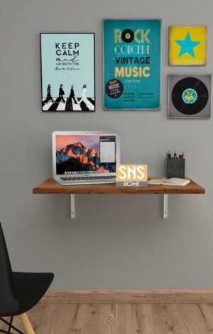 SNS Home - 72 x 45 Cm - Klaptafel - Wandtafel - Keukentafel - Balkontafel - Bureau - MDF Okkernoot/Bruin - Afbeelding 7