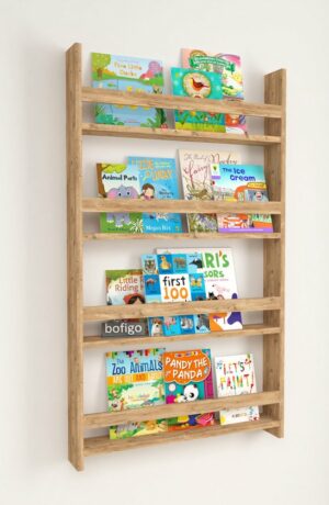 SNS Home - Met 4 Planken - 120 x 74 Cm - Montessori Boekenkast - Educatieve Kinderboekenkast - Woor Kinderen - Pijnboom - Afbeelding 13