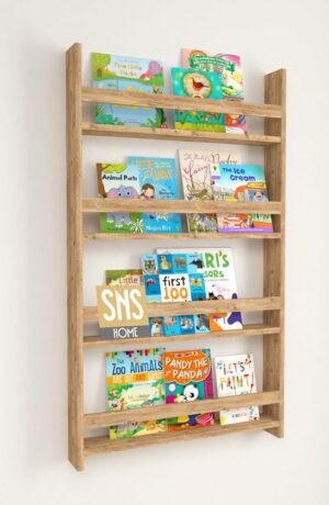 SNS Home - Met 4 Planken - 120 x 74 Cm - Montessori Boekenkast - Educatieve Kinderboekenkast - Woor Kinderen - Pijnboom - Afbeelding 4