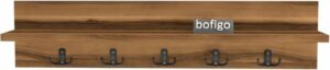Kapstok - Wandhanger - Wandkapstok - Hanger - Wandplank - Modern Stijl Kapstok - Natuurlijk Hout - Metalen Haak Hanger - MDF Okkernoot - 80 cm - 5x2 Haken - Afbeelding 20