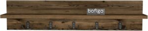 Kapstok - Wandkapstok - Wandplank - Muur Hanger - Modern Stijl Kapstok - Natuurlijk Hout - 5x2 Houten Kleerhanger - Lidia/Bruin - 80 cm - Afbeelding 6