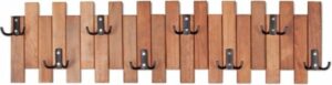 Houten Muurhanger - Deurhanger - Kledinghanger - Hekmodel - Volledig Natuurlijk Hout - 8x2 Metalen Hangers - 23 x 91 cm - Afbeelding 3