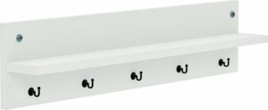 Moderne Muurhanger - Wandkapstok - Kapstok met Plank - Kapstok - Garderobe - 80 cm - 5 Haken - Wit - Afbeelding 4