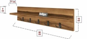 Kapstok - Wandhanger - Wandkapstok - Hanger - Wandplank - Modern Stijl Kapstok - Natuurlijk Hout - Metalen Haak Hanger - MDF Okkernoot - 80 cm - 5x2 Haken - Afbeelding 19