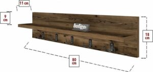 Kapstok - Wandkapstok - Wandplank - Muur Hanger - Modern Stijl Kapstok - Natuurlijk Hout - 5x2 Houten Kleerhanger - Lidia/Bruin - 80 cm - Afbeelding 10