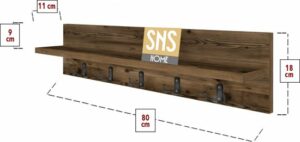 Kapstok - Wandkapstok - Wandplank - Muur Hanger - Modern Stijl Kapstok - Natuurlijk Hout - 5x2 Houten Kleerhanger - Lidia/Bruin - 80 cm - Afbeelding 29