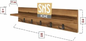 Kapstok - Wandhanger - Wandkapstok - Hanger - Wandplank - Modern Stijl Kapstok - Natuurlijk Hout - Metalen Haak Hanger - MDF Okkernoot - 80 cm - 5x2 Haken - Afbeelding 34