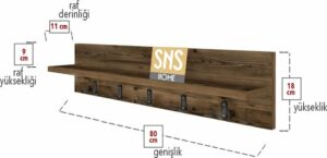 Kapstok - Wandkapstok - Wandplank - Muur Hanger - Modern Stijl Kapstok - Natuurlijk Hout - 5x2 Houten Kleerhanger - Lidia/Bruin - 80 cm - Afbeelding 26