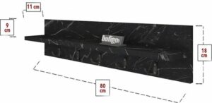 Kapstok – Wandkapstok – Wandplank – Muur Hanger – Modern Stijl Kapstok – Natuurlijk Hout – 5×2 Houten Kleerhanger – Zwart en Marmer – 80 cm - Afbeelding 9
