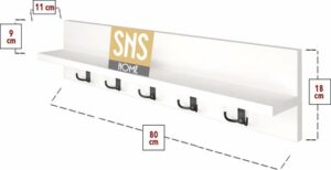 Kapstok voor babykamer - Wandkapstok voor baby’s - Wandkapstok - Kapstok voor baby’s - Kapstok in moderne stijl - Natuurlijk hout - Wit - 80 cm - Haak 5x2 - Afbeelding 3