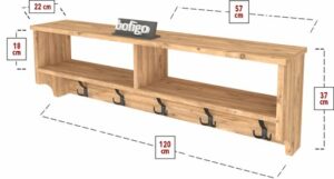 SNS Home - Kapstok 5x2 Haken Wandkapstok - Industrieel Hout - Wall Mounted - Kapstok - Wandkapstok Hout Metaal - 120x 37x22 cm Kapstok - Pijnboom - Afbeelding 19