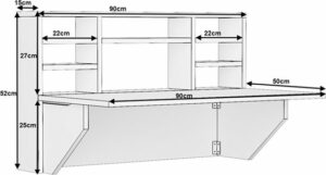 SNS Home - Kardelen Tafel - Draagbare Planktafel - Wandtafel - Inklapbaar - Wandbureau - Inklapbare Wandtafel - Keukentafel - Wandkast - Vouwtafel - Klaptafel - 90x50 cm - Okkernoot-Bruin - Afbeelding 10