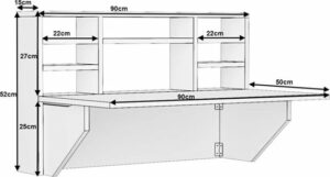 SNS Home - Draagbare Planktafel - Wandtafel - Inklapbaar - Kardelen Tafel - Wandbureau - Inklapbare Wandtafel - Keukentafel - Wandkast - Vouwtafel - Klaptafel - 90x50 cm - Saffier/Eik - Afbeelding 7