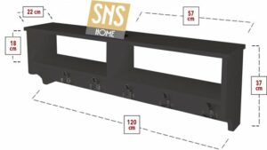 SNS Home - Kapstok - Industrieel Hout - Kapstok 5x2 Haken Wandkapstok - Wandmontage - Wandkapstok Hout Metaal - 120x37x22 Kapstok - Antraciet - Afbeelding 18