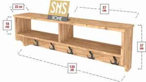 SNS Home - Kapstok 5x2 Haken Wandkapstok - Industrieel Hout - Wall Mounted - Kapstok - Wandkapstok Hout Metaal - 120x 37x22 cm Kapstok - Pijnboom - Afbeelding 29