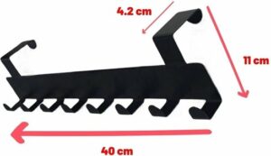 American Door Back - Hanger - Deurhanger - Achterdeurhanger - Kleerhanger - Deurkapstok met 8 Deur Haken - Deurhanger Kapstok voor Handdoek en Kleding - Hanger en badkamerdeur - Metaal Mat Zwart - 40 cm - Afbeelding 7