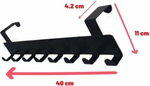 American Door Back - Hanger - Deurhanger - Achterdeurhanger - Kleerhanger - Deurkapstok met 8 Deur Haken - Deurhanger Kapstok voor Handdoek en Kleding - Hanger en badkamerdeur - Metaal Wit - 40 cm - Afbeelding 4