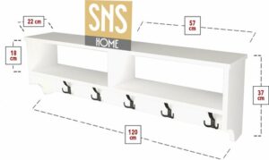 SNS Home - Kapstok 5x2 Haken Wandkapstok - Industrieel Hout - Wall Mounted - Kapstok - Wandkapstok Hout Metaal - 120x37x22 Kapstok - MDF Wit - Afbeelding 36