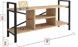 SNS Home - Tv Meubel Met Plank - Tv Meubel - Televisie Meubel - Tv Meubel Hout - Tv Kasten - Grenen - 120x61x35 cm - Afbeelding 24