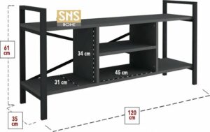 Tv Meubel Met Plank - Tv Meubel - Televisie Meubel - Tv Meubel Hout - Tv Kasten - Antraciet - 120x61x35 cm - Afbeelding 5