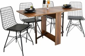 SNS Home – Praktische Tafel – Eettafel – Eettafel Uitschuifbaar – Opvouwbaar – Flamingo – 134 x 60 x 72 cm – Donker Walnoot - MDF Bruine Tafel - Afbeelding 31